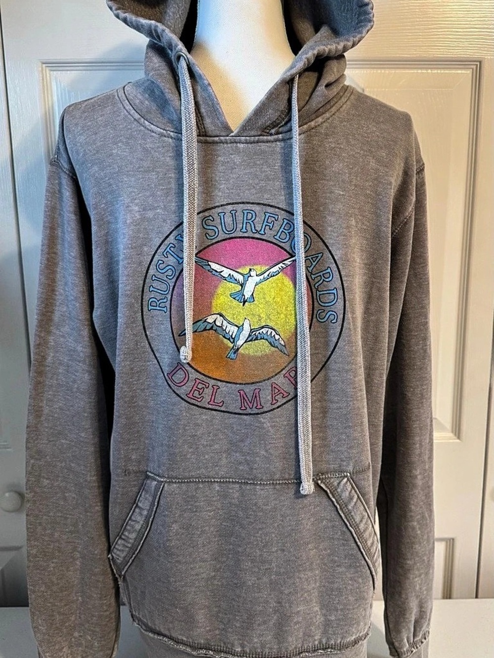 Blue 84 Rusty Surfboards Del Mar Graphic Hoodie Gray Medium Unisex